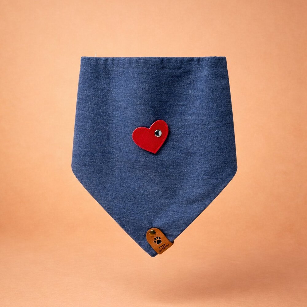 Reversible Dog Bandana | Upcycled Denim | 16" Neck | Handmade
